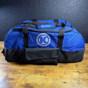 Kobalt Heavy Duty Canvas Tool Bag Blue Black Large Multi Pocket Work Bag